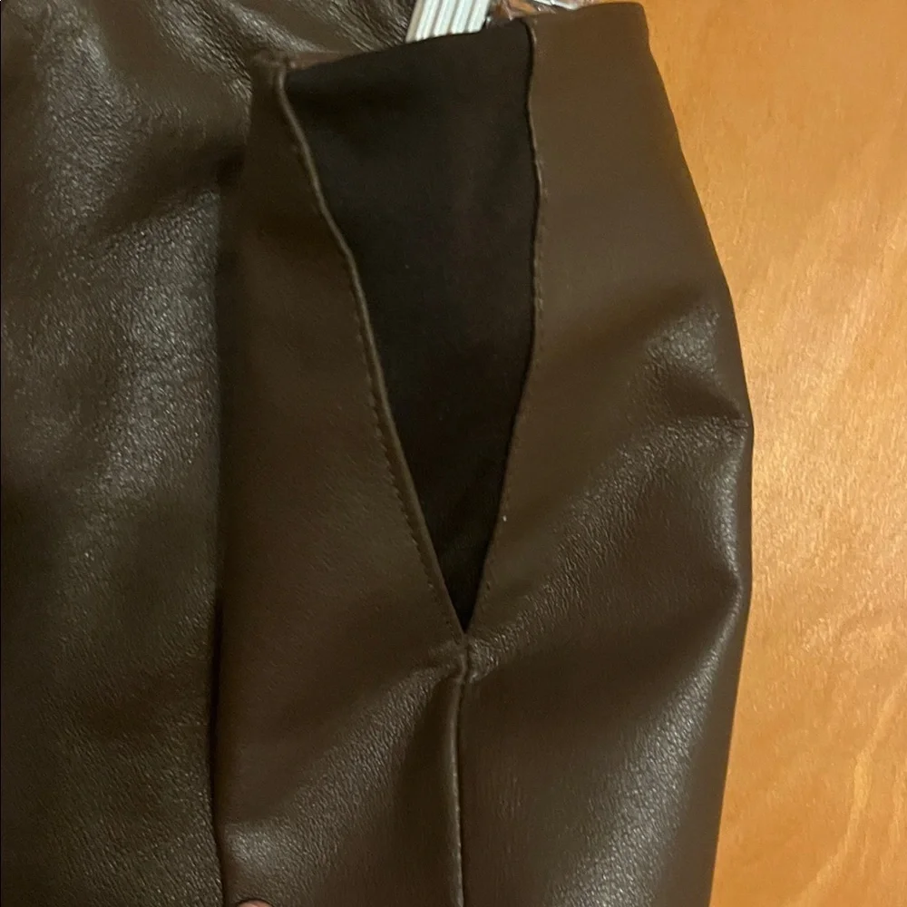 Dialogue Women's Brown Leather Pants - Picture 3 of 4